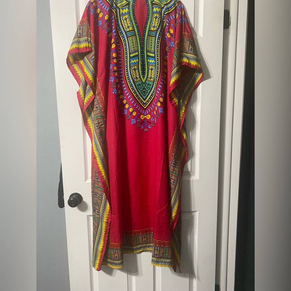 Vibrant Red Dashiki Kaftan